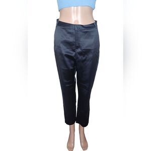 *NWT L'agence Angel women's black satin tuxedo straight leg cropped pants Sz SP